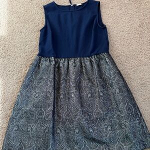 Crewcuts Girls Navy & Silver Jacquard Party Dress – Size 14
